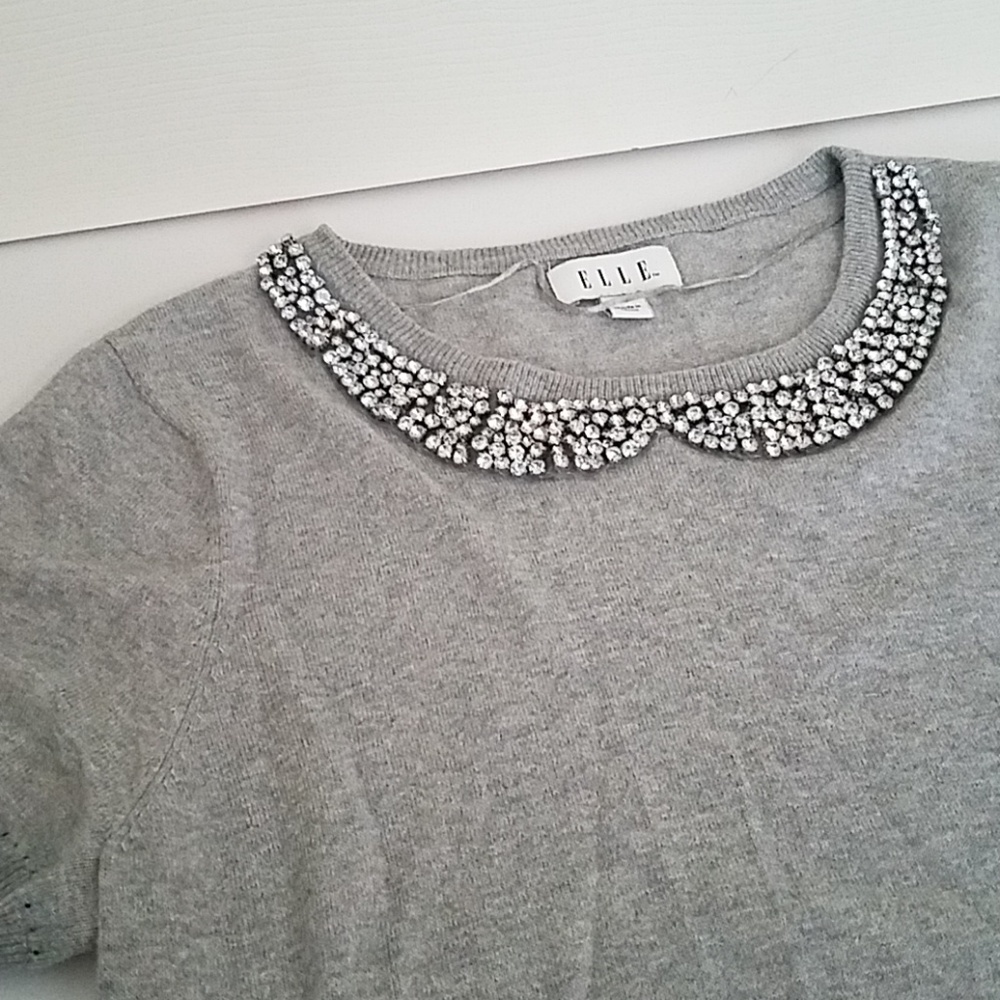 Rhinestone Peterpan Collar Sweater Top
